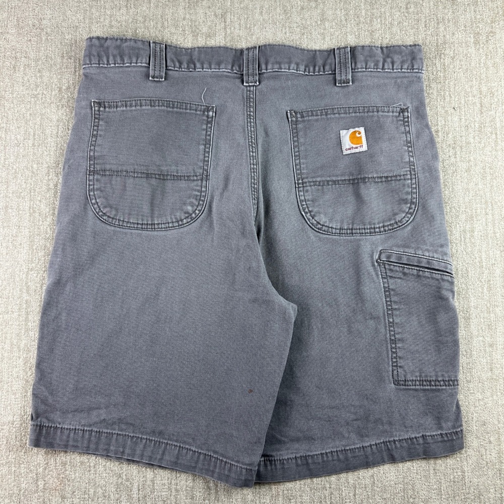 Carhartt Carpenter Shorts Mens 36 Gray Relaxed Fit Canvas Workwear Utility Paint